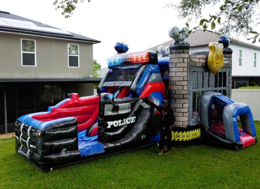 Police Car Dual Lane Water Combo inflatable rental Orlando FL